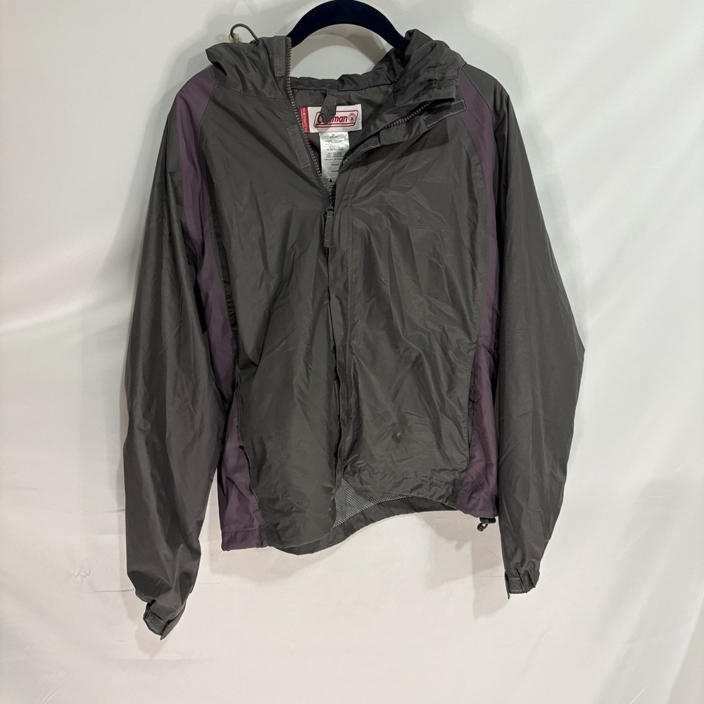 Coleman Rain Jacket Womens Waterproof Full Zip Gorpcore Windbreaker Gray S